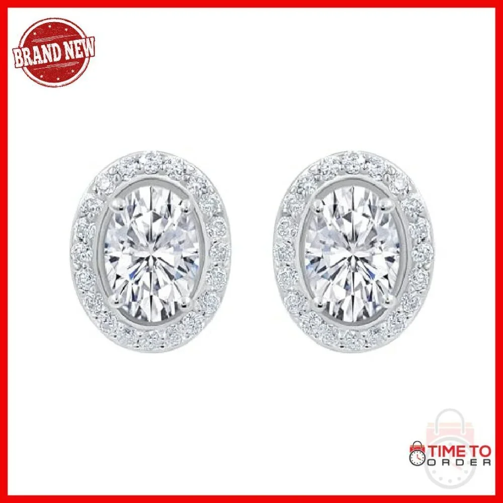 Moissanite Stud Earrings 1.80ct White Gold Plated Sterling Silver